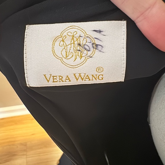 Vintage Vera Wang Black Ruched Long Sleeve Formal Gown - Picture 5 of 14